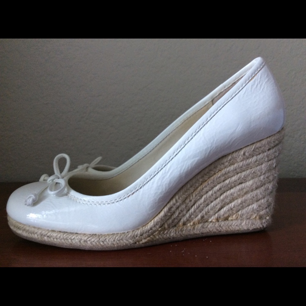 Coach white patent espadrille